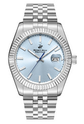 Beverly Hills Polo Club Men's Analog Watch, Blue Dial  With Silver Stainless Steel Band, BP3018X.302